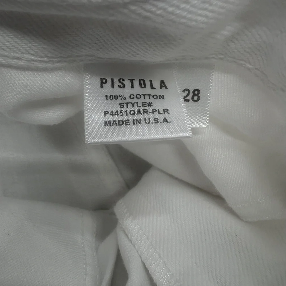 Pistola Shorts Womens‎ 28 White Distressed Denim High Rise Raw Hem USA Cotton